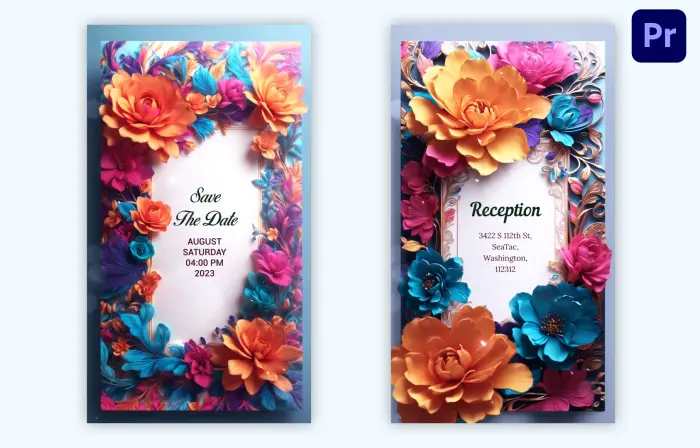Creative Modern 3D Floral Wedding Invitation Instagram Story